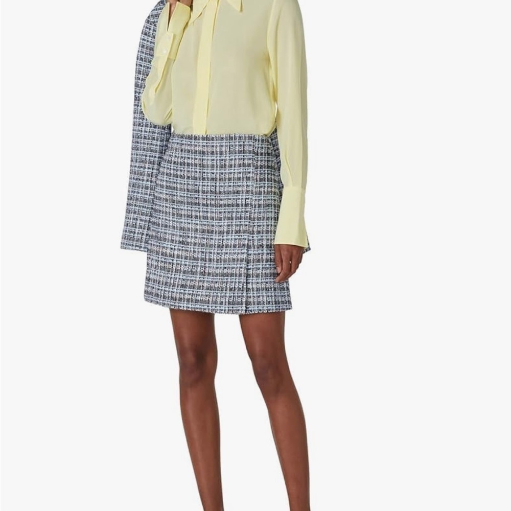 ADAM LIPPES Collective • Tweed Knit Short Blue Skirt Fall Front Slit Size 2
